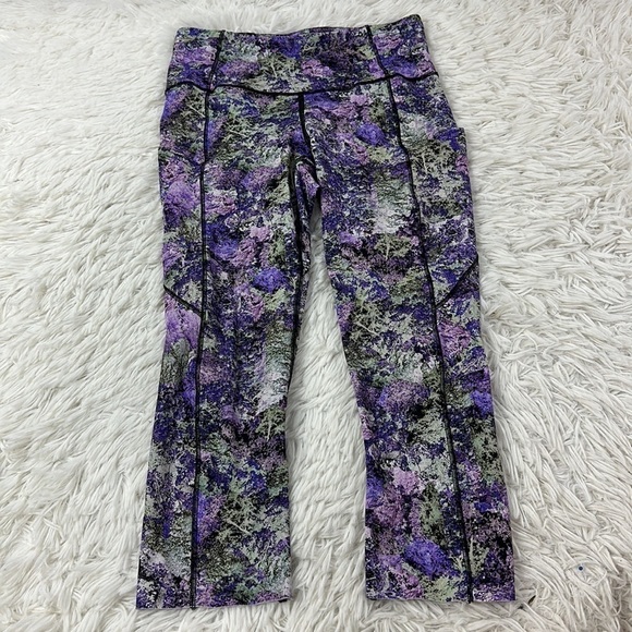 Lululemon Fast & Free Crop II Nulux 19" Vivid Vision Multi Black - Picture 1 of 8
